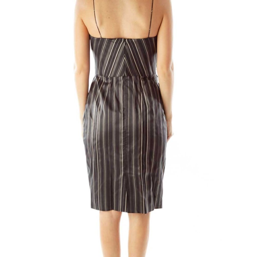 Sebastian Black Pinstripe Beaded Cocktail Dress - Picture 3 of 3